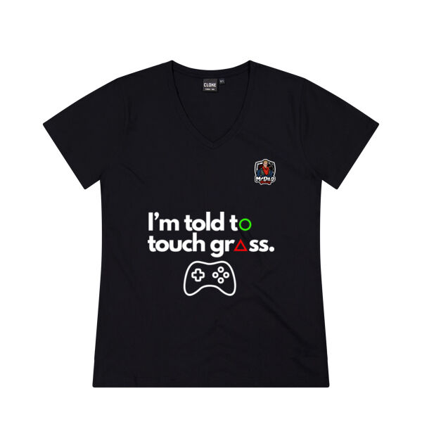 Womens "Touch Grass" V-Neck T shirt Thumbnail